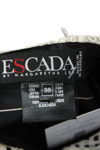 Escada Margaretha Ley Women Black Striped Button-Up Blouse Long Sleeve Size 38