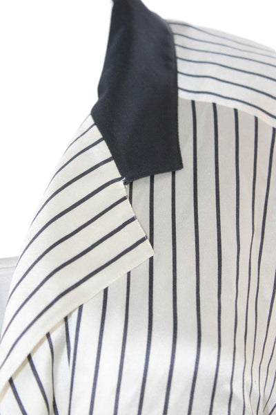 Escada Margaretha Ley Women Pea Coat Blazer White Silk Long Sleeve Size 44
