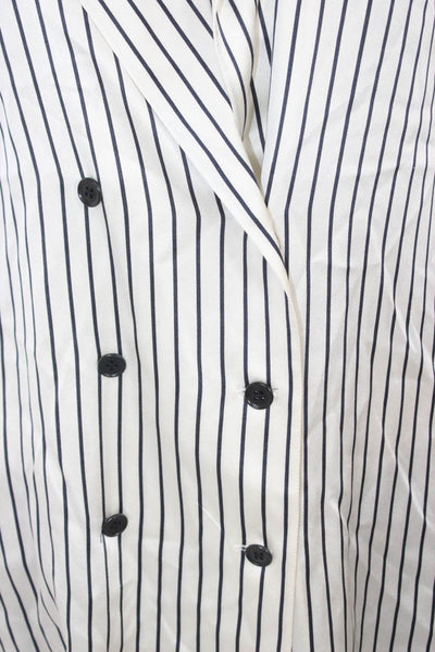 Escada Margaretha Ley Women Pea Coat Blazer White Silk Long Sleeve Size 44