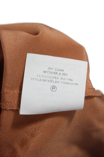 Vince Women Brown Tunic Blouse Long Sleeve Button Front Rayon Polyester Size M