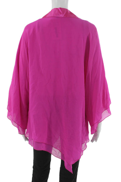 Escada Women Tunic Blouse Pink Collared Kimono Sleeve Designer Size S