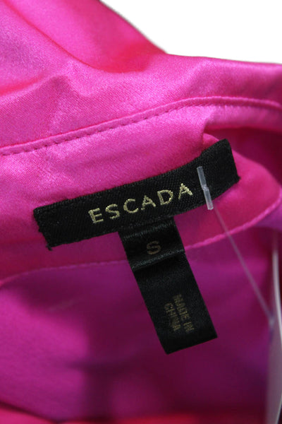 Escada Women Tunic Blouse Pink Collared Kimono Sleeve Designer Size S