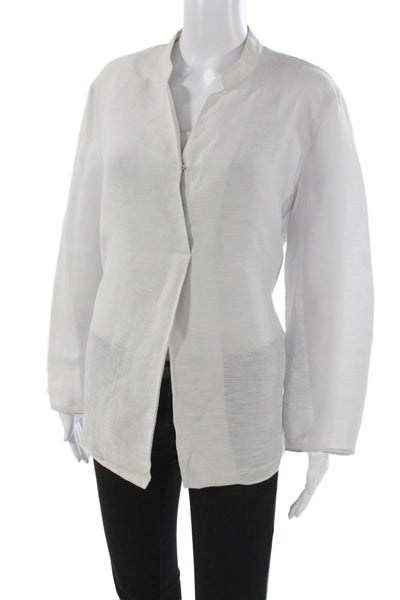 Giorgio Armani Women Jacket White Linen Blend Long Sleeve Preowned Size 12