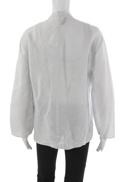 Giorgio Armani Women Jacket White Linen Blend Long Sleeve Preowned Size 12