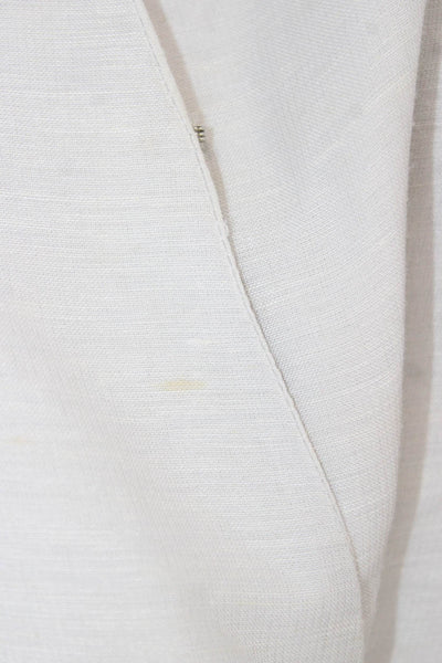 Giorgio Armani Women Jacket White Linen Blend Long Sleeve Preowned Size 12
