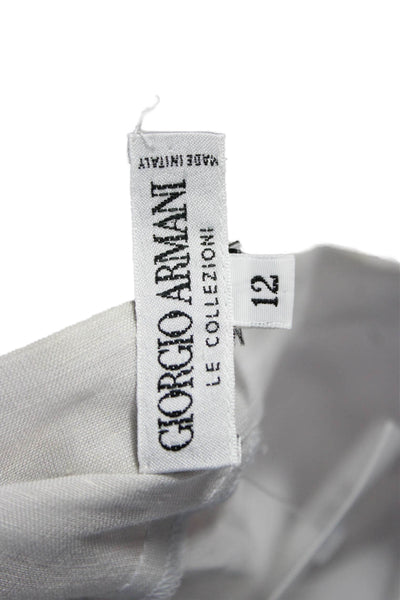 Giorgio Armani Women Jacket White Linen Blend Long Sleeve Preowned Size 12