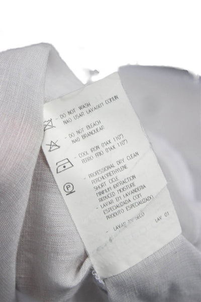 Giorgio Armani Women Jacket White Linen Blend Long Sleeve Preowned Size 12