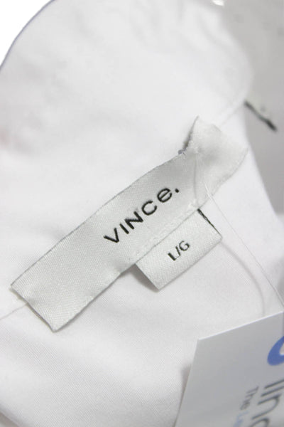 Vince Unisex Point Collar Cotton Button-Up White Long Sleeve Shirt Size L