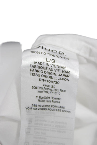 Vince Unisex Point Collar Cotton Button-Up White Long Sleeve Shirt Size L