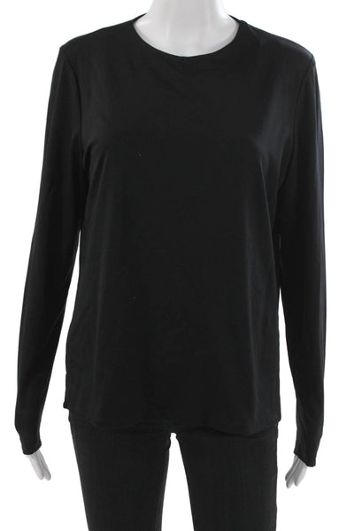 Anue Ligne Women Black Basic T-Shirt Long Sleeve Crew Neck Size L