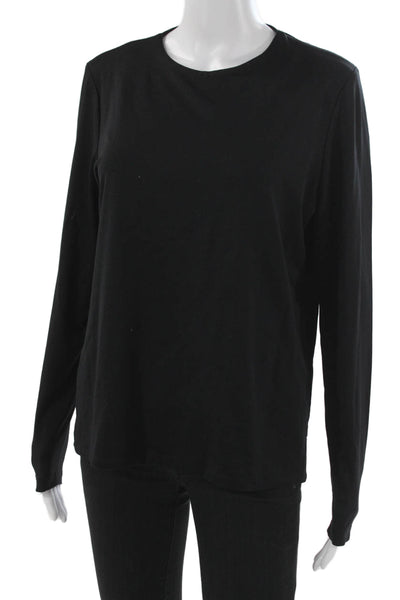 Anue Ligne Women Black Basic T-Shirt Long Sleeve Crew Neck Size L