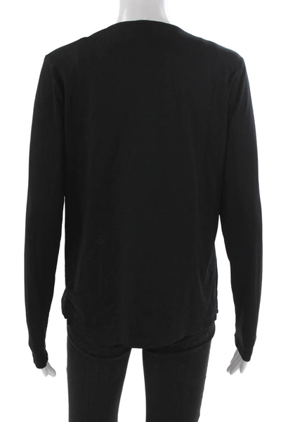 Anue Ligne Women Black Basic T-Shirt Long Sleeve Crew Neck Size L