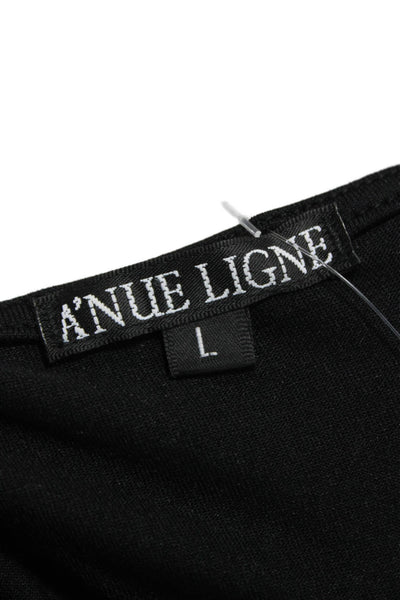 Anue Ligne Women Black Basic T-Shirt Long Sleeve Crew Neck Size L