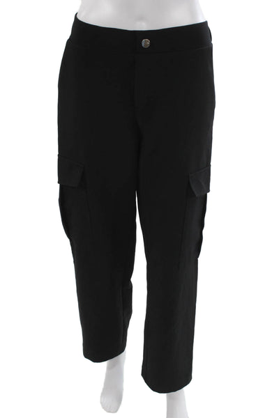 Zara Women Cropped Cargo Pants Black Button Front Size S