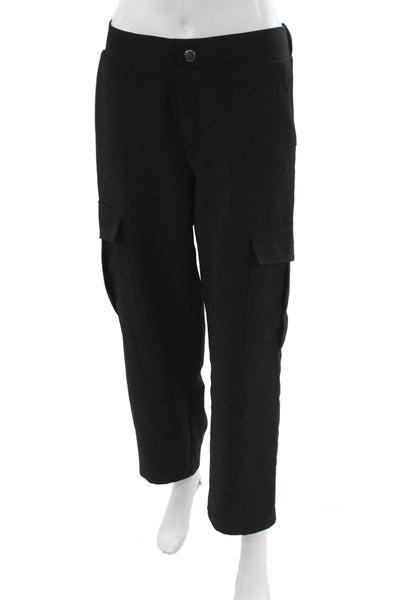 Zara Women Cropped Cargo Pants Black Button Front Size S