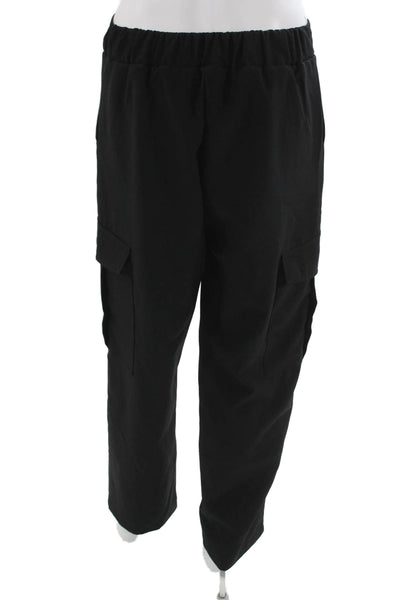 Zara Women Cropped Cargo Pants Black Button Front Size S