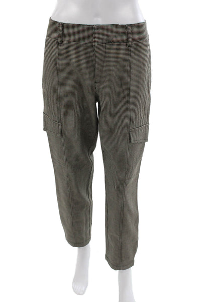Sanctuary Unisex Black Cropped Cargo Pants Check Poly Rayon Spandex Size 27