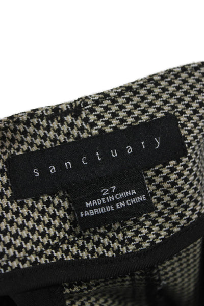 Sanctuary Unisex Black Cropped Cargo Pants Check Poly Rayon Spandex Size 27