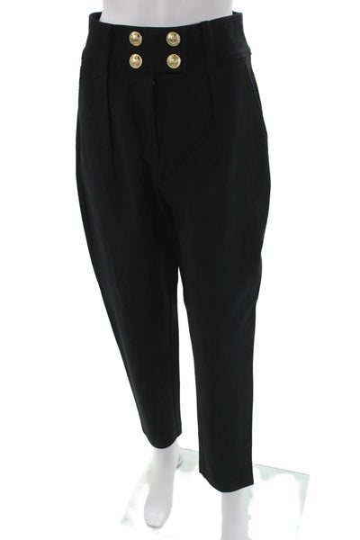 Derek Lam 10 Crosby Women Cropped Dress Pants Black Button Cotton Blend Size 4