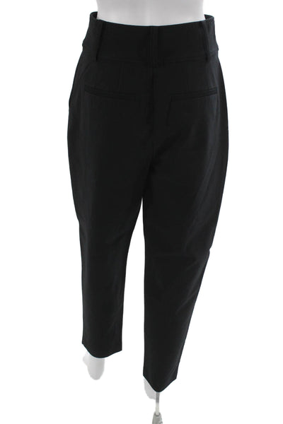 Derek Lam 10 Crosby Women Cropped Dress Pants Black Button Cotton Blend Size 4