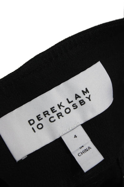 Derek Lam 10 Crosby Women Cropped Dress Pants Black Button Cotton Blend Size 4