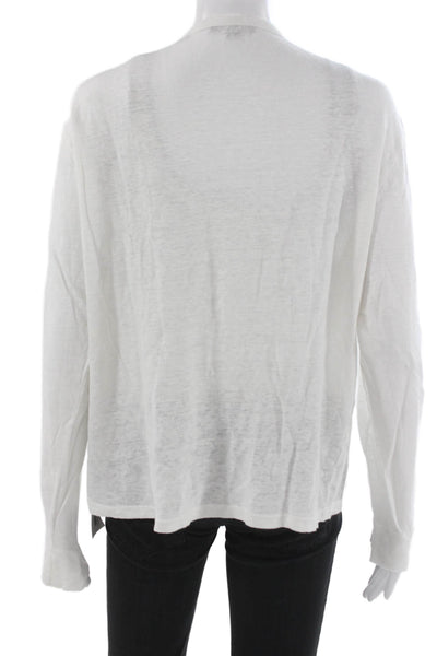 Vince Mens Linen Crew Neck Button Long Sleeve Shirt Size M