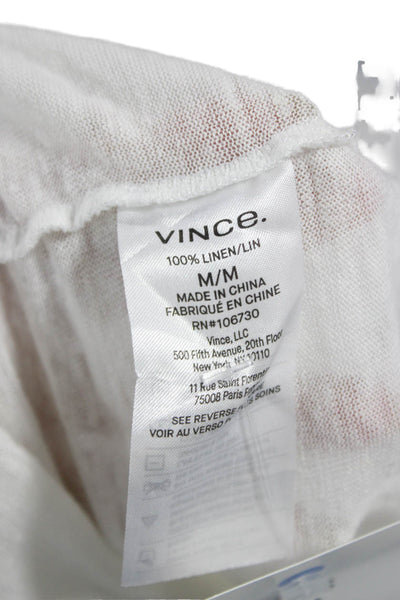 Vince Mens Linen Crew Neck Button Long Sleeve Shirt Size M