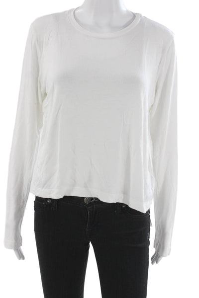 Velvet by Graham & Spencer Women Basic T-Shirt White Long Sleeve Modal Size L