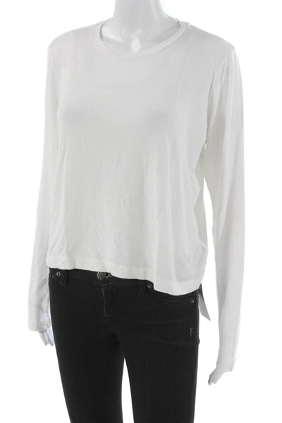 Velvet by Graham & Spencer Women Basic T-Shirt White Long Sleeve Modal Size L