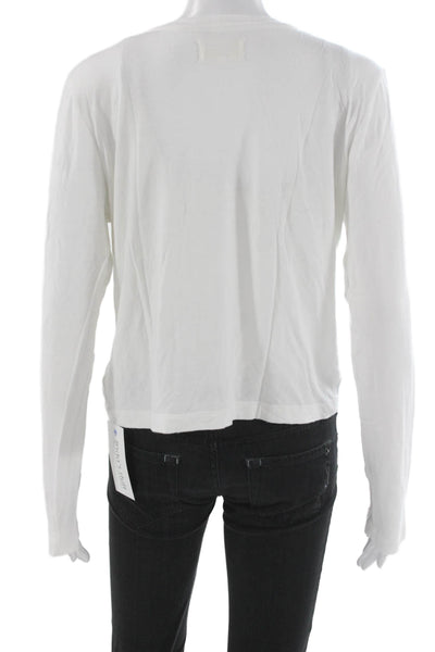 Velvet by Graham & Spencer Women Basic T-Shirt White Long Sleeve Modal Size L