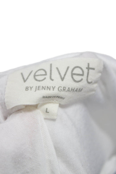 Velvet by Graham & Spencer Women Basic T-Shirt White Long Sleeve Modal Size L