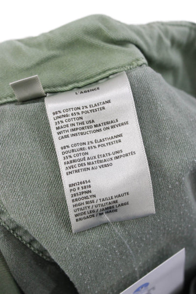 L'Agence Unisex Cargo Pants Green Button Fly Size 27