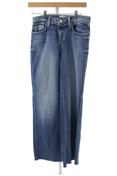 L'Agence Women Wide-Leg Jeans Blue High Rise Button Size 27