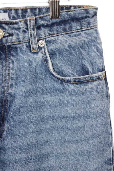 Zara Womens Wide Leg High Rise Blue Cotton Jeans Size 6