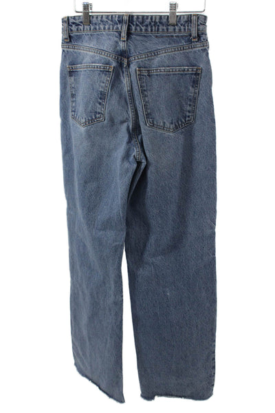 Zara Womens Wide Leg High Rise Blue Cotton Jeans Size 6