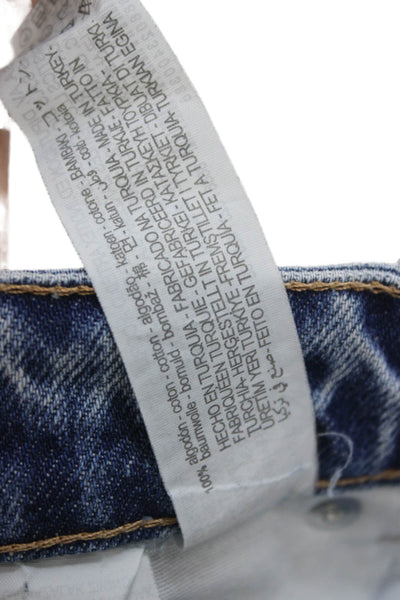 Zara Womens Wide Leg High Rise Blue Cotton Jeans Size 6