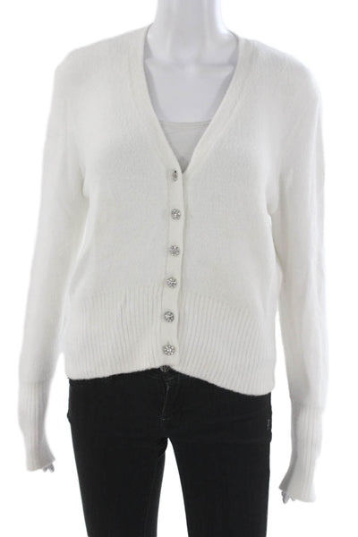 Zara Unisex Cardigan White V Neck Long Sleeve Button Solid Size XL