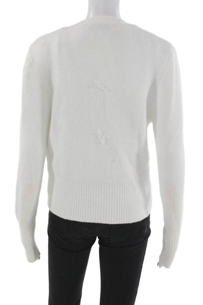 Zara Unisex Cardigan White V Neck Long Sleeve Button Solid Size XL