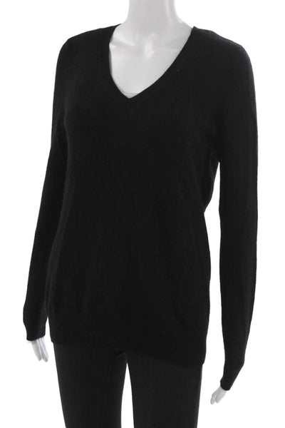 C by Bloomingdales Women Pullover Sweater Black V-Neck 100% Cashmere Size XL