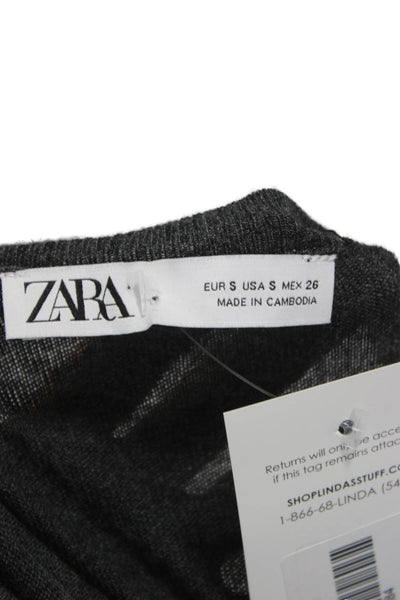 Zara Womens Dark Gray Pullover Sweater Long Sleeve Round Neck Size S