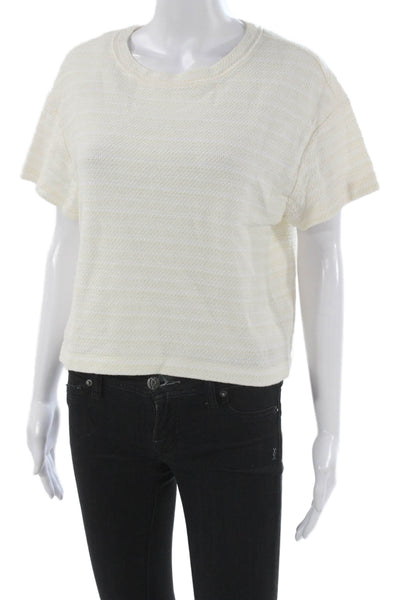 Madewell Women Cropped Striped Crew Neck Short Sleeve T-Shirt White Size S