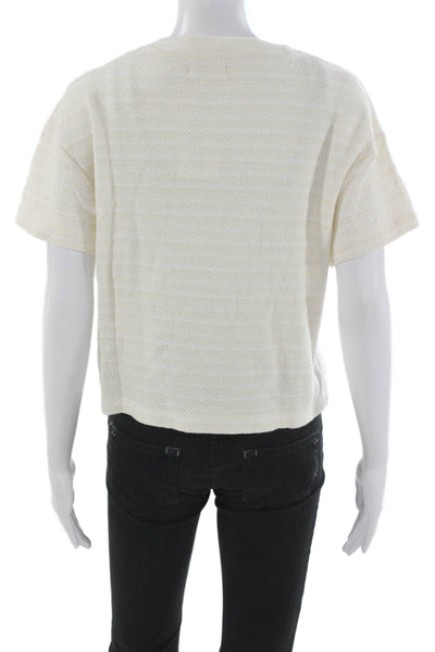 Madewell Women Cropped Striped Crew Neck Short Sleeve T-Shirt White Size S