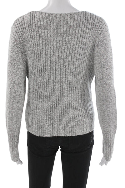 C/MEO Collective Unisex Gray Striped V-Neck Cashmere Pullover Long Sleeve Size L