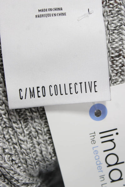 C/MEO Collective Unisex Gray Striped V-Neck Cashmere Pullover Long Sleeve Size L