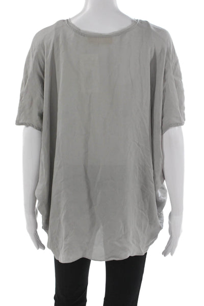 Ramy Brook Womens Basic Tunic Gray Cotton Short Sleeve Round Neck Size One Size