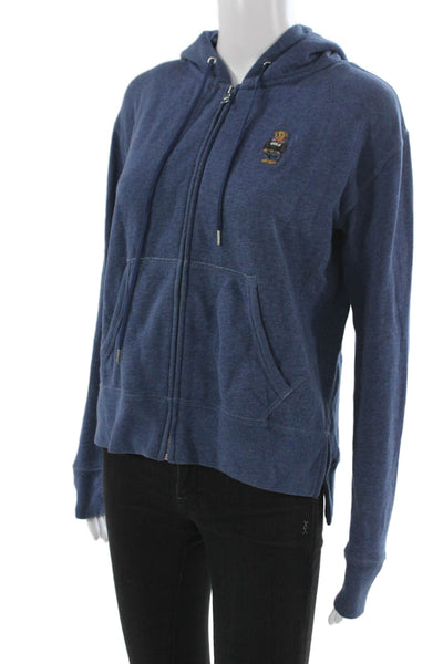 Polo Ralph Lauren Women Full-zip Hoodies Blue Drawstring Long Sleeve Size XS