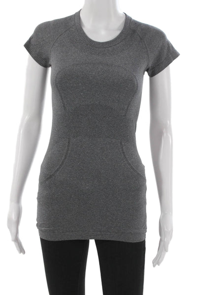 Lululemon Womens Basic Jersey T Shirt Dark Gray Crew Neck Short Sleeve Size 4