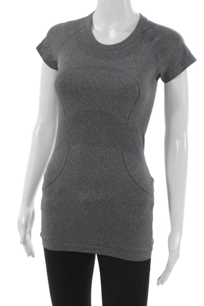 Lululemon Womens Basic Jersey T Shirt Dark Gray Crew Neck Short Sleeve Size 4