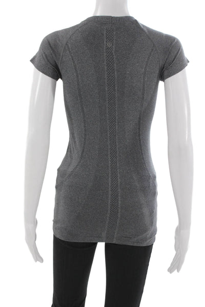 Lululemon Womens Basic Jersey T Shirt Dark Gray Crew Neck Short Sleeve Size 4
