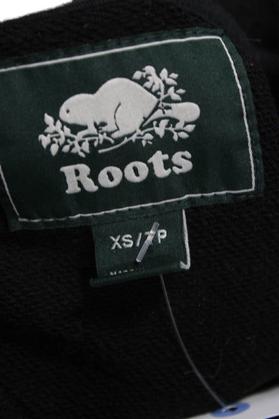 Roots Unisex Pullover Sweater Black Crewneck Graphic Longsleeve Size XS